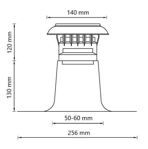 maatvoering Vent-Alu 3000 Ontl EW PP Kap 50-60 PVC