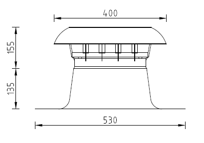 maatteking Vent-Alu 2000 EW ontluchting PP kap 200